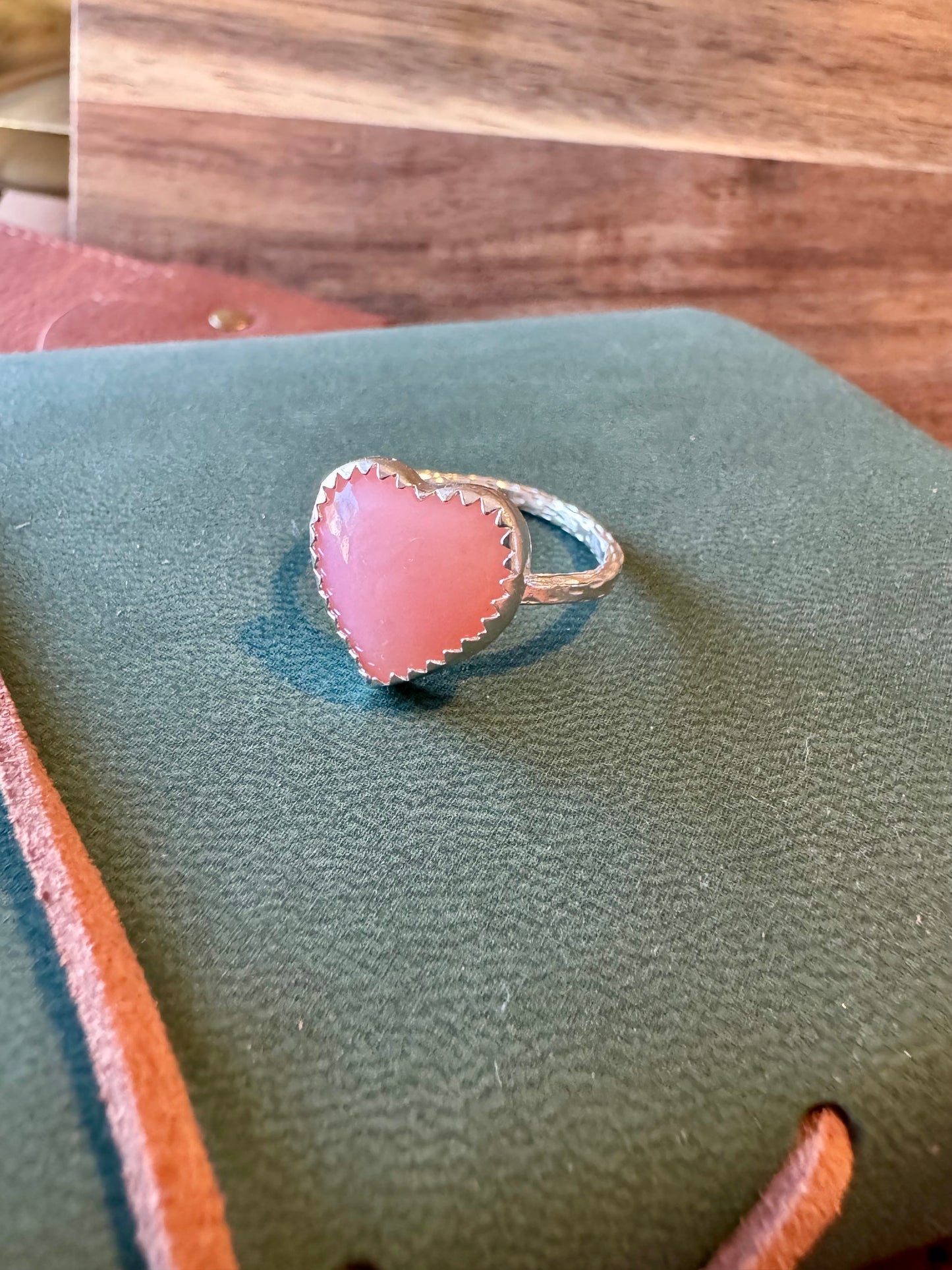 Pink Opal Heart Ring