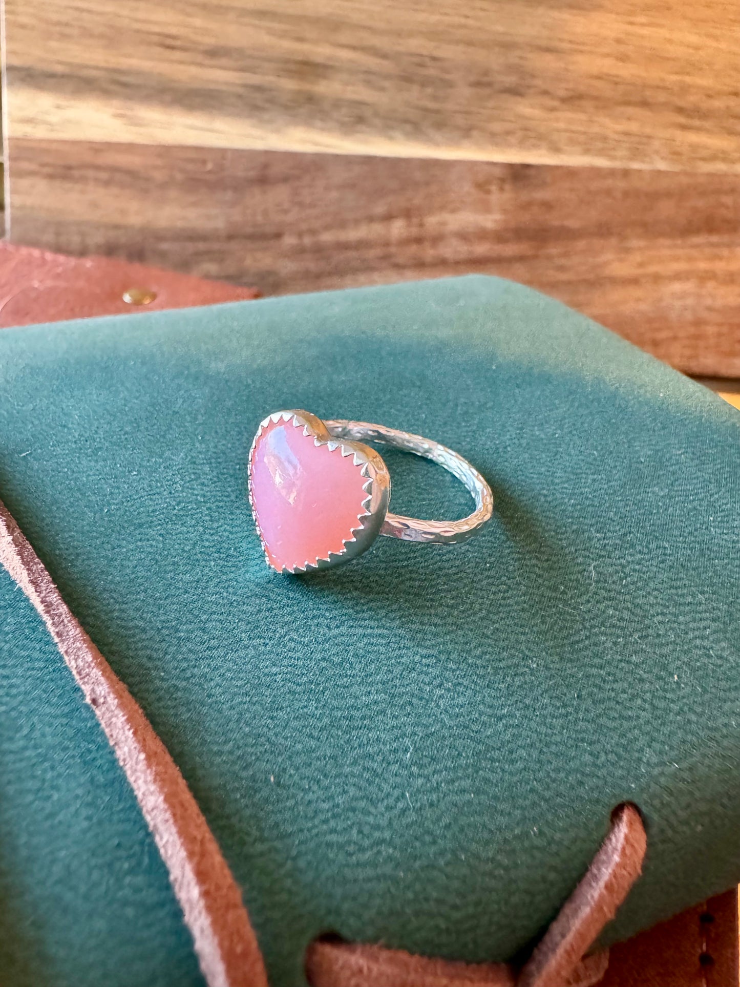 Pink Opal Heart Ring