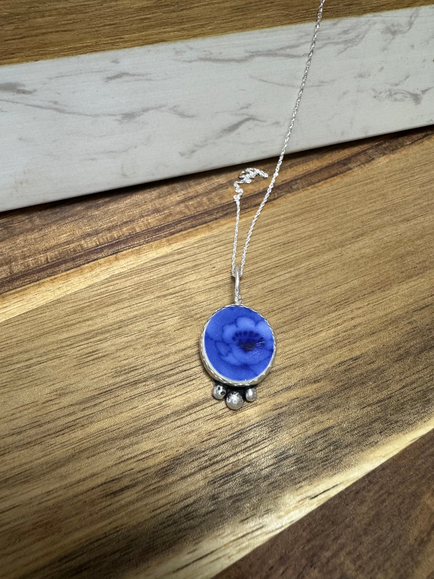 Blue Flower Porcelain Necklace