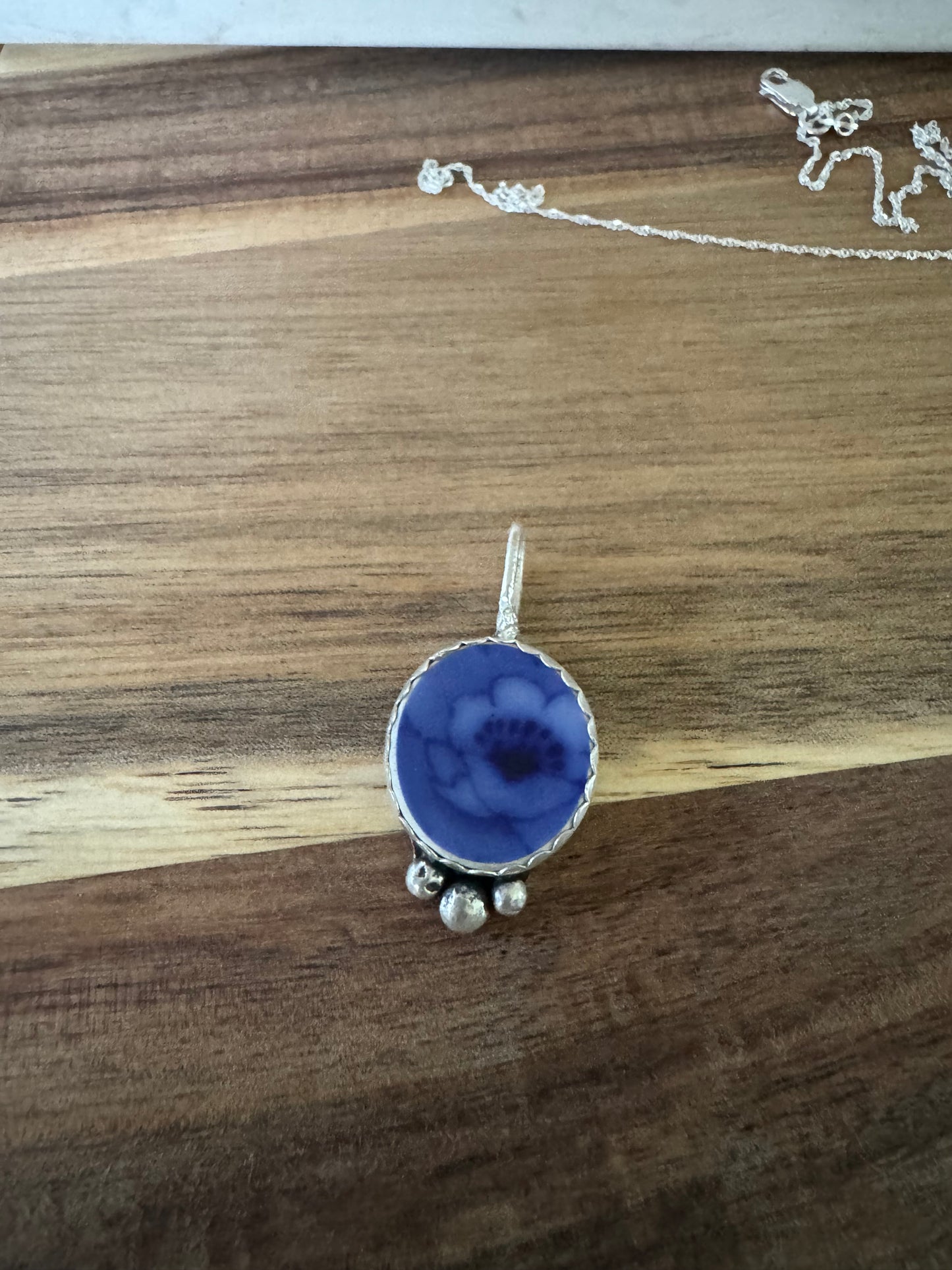 Blue Flower Porcelain Necklace