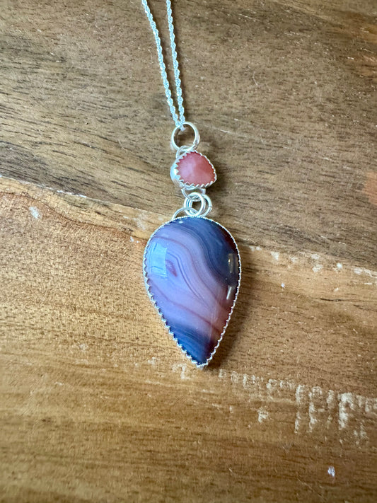 Botswana and pink opal necklace